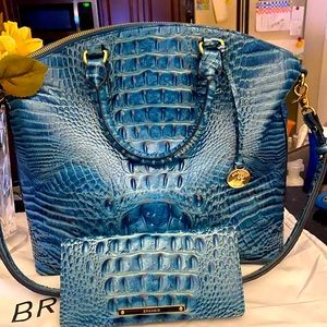 Beautiful turquoise Brahmin bag and matching wallet new condition